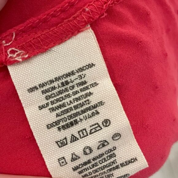 Free People Strawberry Pink Everyday Girl Swiss Dot Button Blouse Size Small - Picture 5 of 7